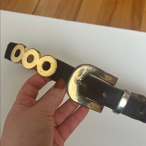 Elite Fresno California vintage pony hair calf hair belt with gold hardware